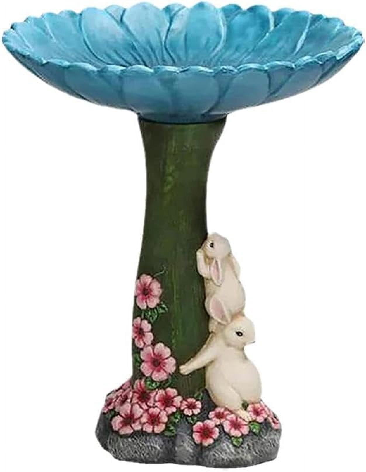 Bird Bath for Outside, Resin Rabbit Frog Ornament Birdbath, Antique Garden Bird Bath Bowl Statue Bird Drinking Feeder Decoration for Outdoor Patio Yard Lawn Backyard Desktop Tabletop Shelf