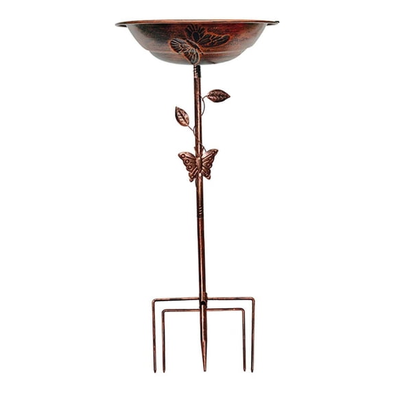 Bird Bath Stand with 30 cm Diameter Basin and Adjustable Height Iron Construction for Outdoor Use
