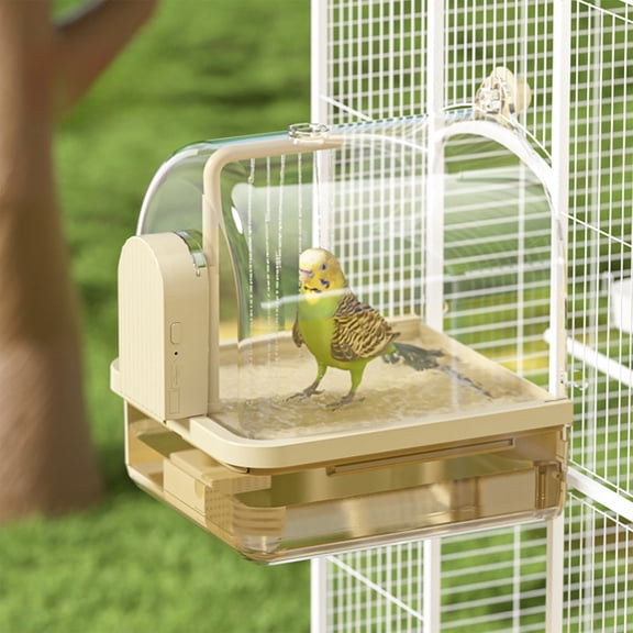 Bird Bath Tub, Hanging Bird Cage Bath Box Splash Proof Transparent Bird Shower Container Easy Clean, Bird Bath for Parrots Budgies Cockatiels Lovebirds Daily Bathing Cage Care