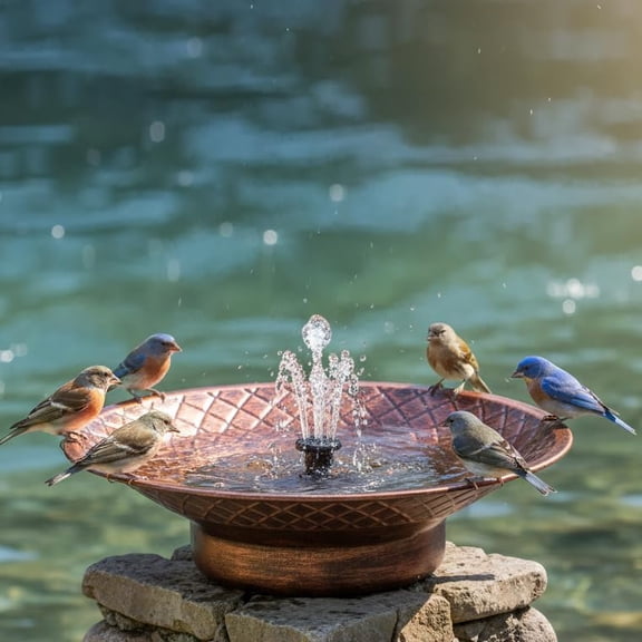 Bird Bath for Outside, 12.6" Solar Powered Bird Bath with Fountain, Metal Bird Bath Bowl, Outdoor Patio Lawn Decor (Bronze)