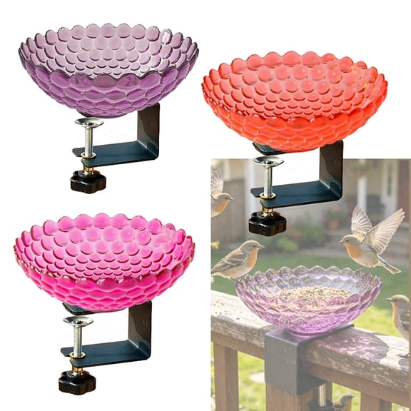 Bird Bath for Outside Elegant Garden Décor 2-In-1 Multi-Functional Birdbath Or Feeder Durable Weather-Resistant Design for Lawn, Patio, or Yard Orange