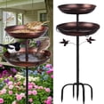 thumbnail image 1 of SLUMLOVE Metal Bird Bath for Outside, Rustproof Outdoor Bird Feeder, 45" Vintage Metal Birdbath with Reinforced 5-Prong Base for Garden and Patio Decor, Double Bowl Design, 1 of 9