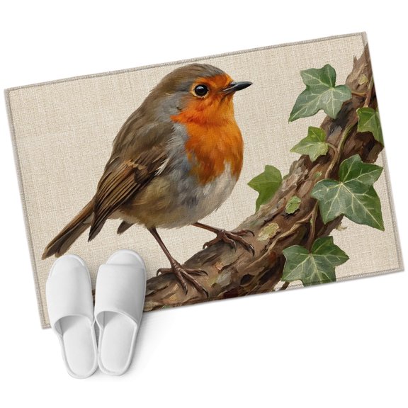 Bird Bathroom Rug Washable 2x3 Entryway Rug Non Slip Ivy Branch Animal Green Botanical Leaf Rustic Front Door Mat Low Pile Indoor Doormat Throw Floor Carpet for Kitchen Bedroom Entrance