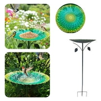 Bird Baths for Outdoors, Outdoor Bird Bath, 32.6 Inch Hight Metal Birdbath Sunflower Bird Feeders Bowl with Stake for Garden Yard Deck, Backyard, Balcony Decor
