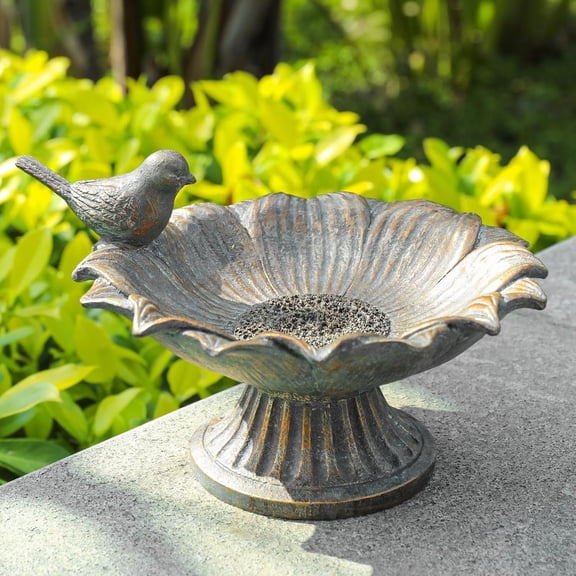 Bird Baths for Outdoors, Antique Outdoor Garden Birdbath Bowl  Bird Baths and Feeder with  Bird Ornament for Outside Yard Table Decor