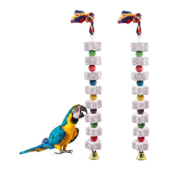 Bird Beak Grinding Stone Cuttlebone for Birds Parrot Toys Calcium Chew Cage Accessories for Large Birds Parakeet Budgie African Grey 2 Pack 13.77 Inch