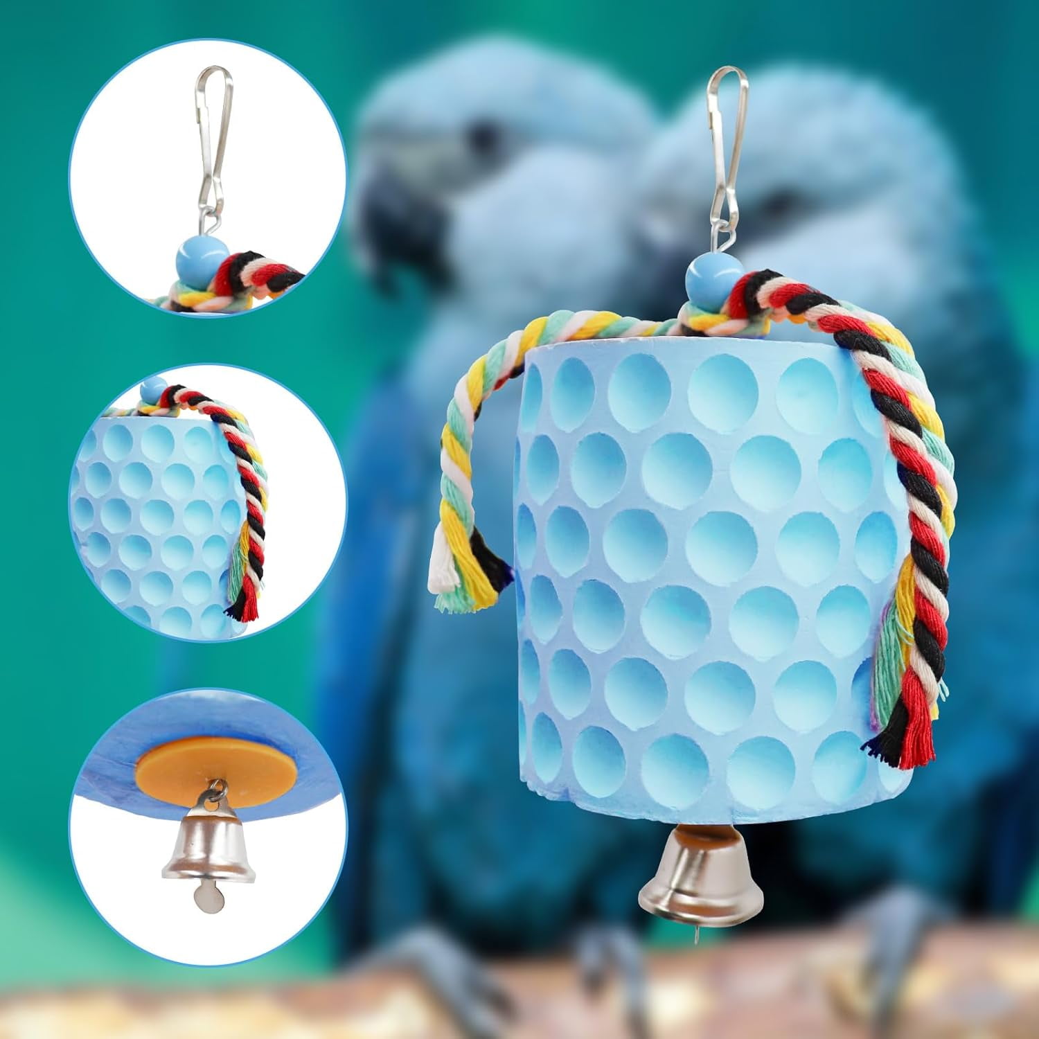 Bird Beak Grinding Stone, Parrot Chew Toys with Bells, Bird Toys, Cage Accessories for Parrots