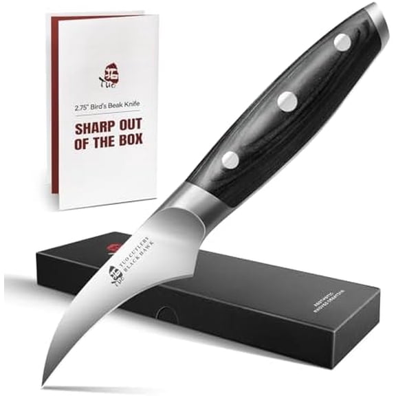 Bird' Beak Paring Knife, 2.75 inch Sharp Tourne Knife with Ergonomic Pakkawood Handle, German Stainless Steel for Fruit Onion Garlic - Black Hawk Series$$Home Decor, Kitchen, & Other