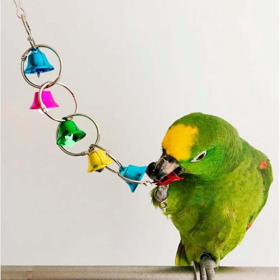 Bird Bells Toy Chewing Hanging Ring Toy Cage Bite for Pet Budgie Parakeet Cockatiel Conure Macaw African Grey Eclectus Cockatoo Finches Lovebird Quaker Parrot Finch Canary