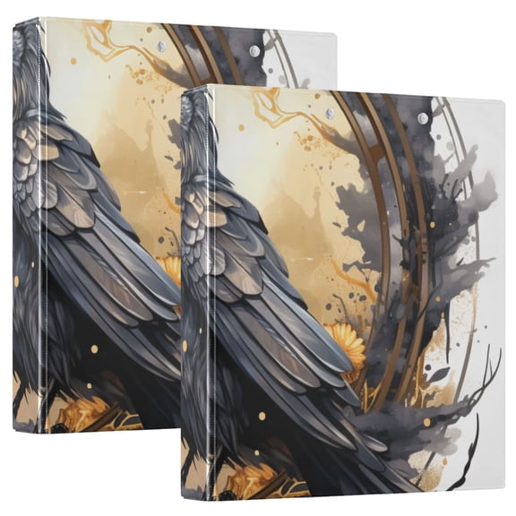 Bird Black 3 Ring Binders 1.5 inch Hardcover File Folders with Interior Pockets A4 Size Organizer for School Office Hospital