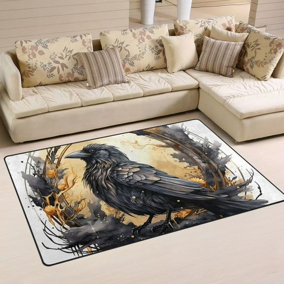 Bird Black Area Rug Washable Floor Carpet Mat 60 x 39 inch for Bedroom Living Room Kids Room Home Decor