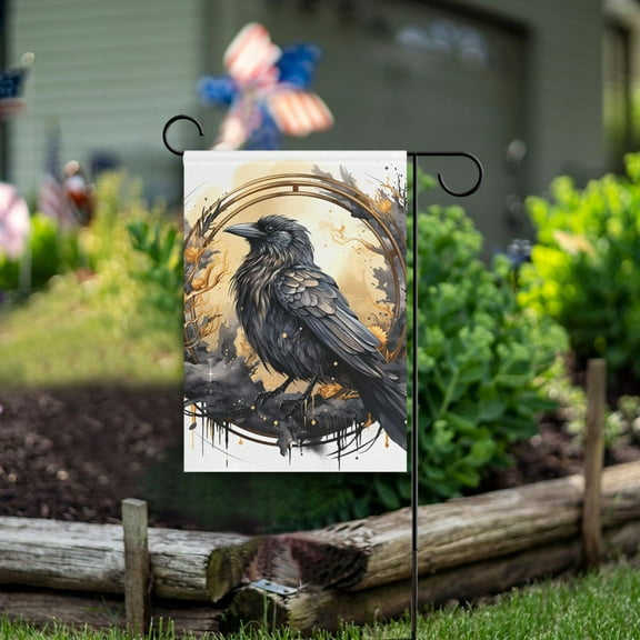 Bird Black Garden Flag Double Sided Outdoor Banners for Courtyard Outdoor Lawn Farmhouse Holiday Decorations