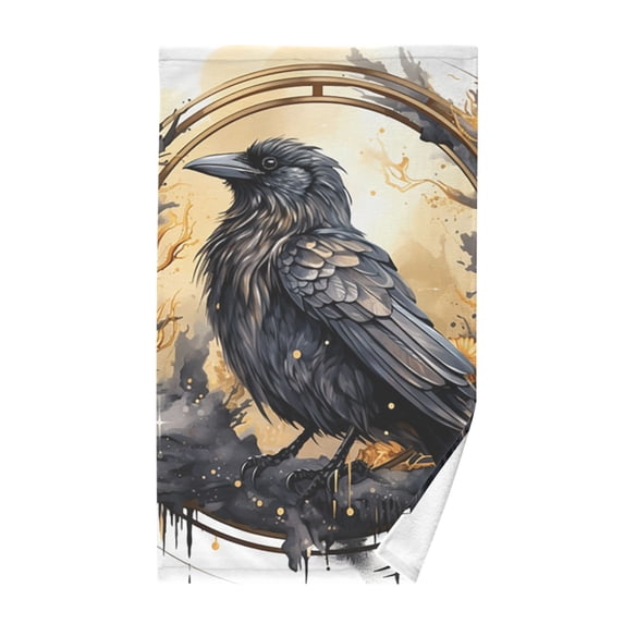 Bird Black Hand Towel Bath Towels Face Towels Cotton Absorbent for Home Hotel Spa Swimming Yoga Sports