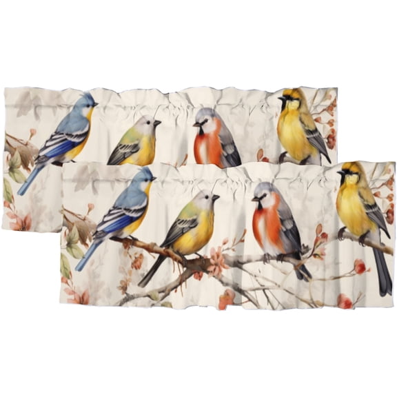 Bird Blackout Curtain Valances Vintage Floral Bird Leaf Curtain Valance for Bathroom Bedroom Living Room Cafe 54x18inch(2Pcs)