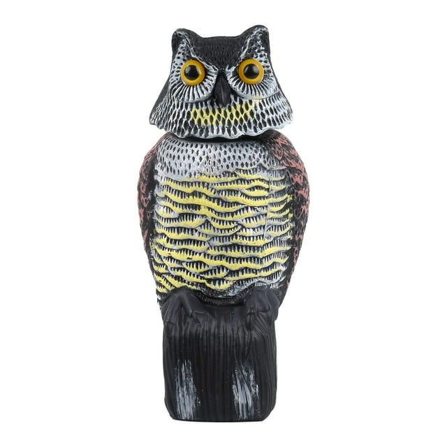 Bird Blinder Rotating Head Owl Decoy Large Fake Owl to Scare Birds