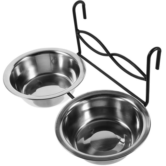 Raindrops Stainless Steel Hanging Bird Bowls for Cage Pet Food and Water Dishes with Holder Silver