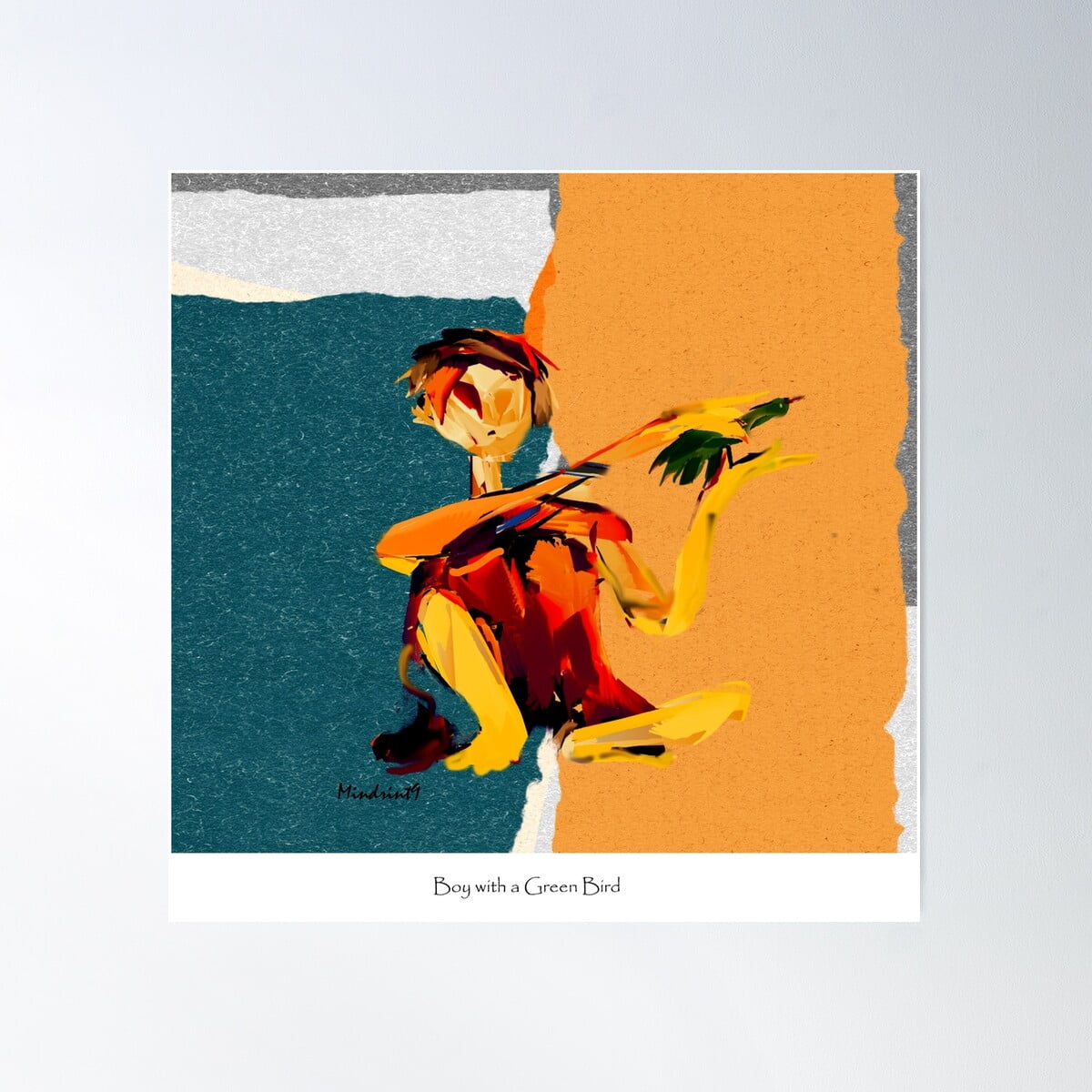 Bird Boy Poster Wall Art, Modern Wall Decor For Living Room Bedroom