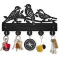 thumbnail image 1 of Bird Branch Coat Hooks Wall Mount Tree Branch Wood Key Holder for Wall 11.8×7.9inch Black Animal Wall Art Decor Key Hooks 5 Alloy Hooks for Gift Entryway Living Room Kitchen Office, 1 of 9