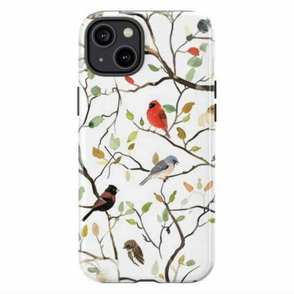 Bird Branch iPhone Case – Nature-Inspired Phone Cover with Colorful Songbirds for iPhone 16, 15, 14, 13, 12, 11, Pro, Plus, Max
