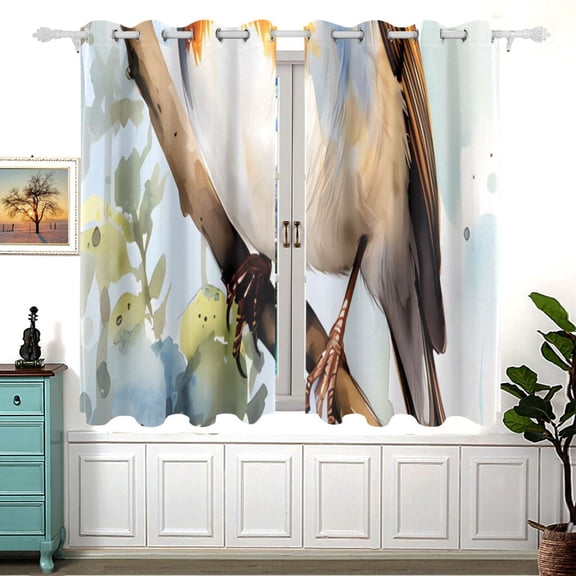 Bird Branches 5455 Inch Black Out Curtains 2 Packs Aesthetic for Bedroom Living Room Sliding Glass Doors Kitchen Windows
