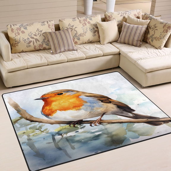 Bird Branches Area Rug Washable 80 x 58 Floor Carpet Mat Non Slip for Bedroom Living Room Home Decor