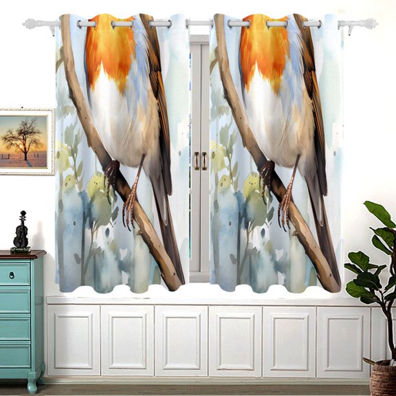 Bird Branches Black Out Curtains Aesthetic for Bedroom Living Room Sliding Glass Doors Kitchen Windows 2 panels set