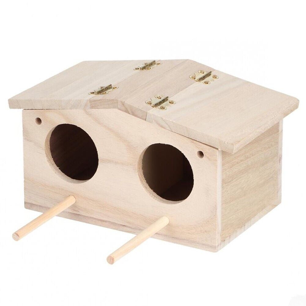 Bird Breeding Nest Parakeet Nesting Box NaturalWood House Parrots