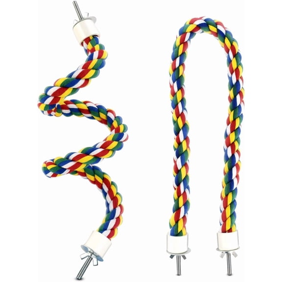 Bird Bungee Climbing Swing - Colorful Parakeet Rope Perch (23.6 Inches)