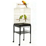 Bird Cage, 57 H Open-Top Durable Bird Cage w/Rolling Stand, Removable Tray, Extra Storage Stand, Brakable Casters,Large Dorr for Access, Indoor& Outdoor Use for Birds