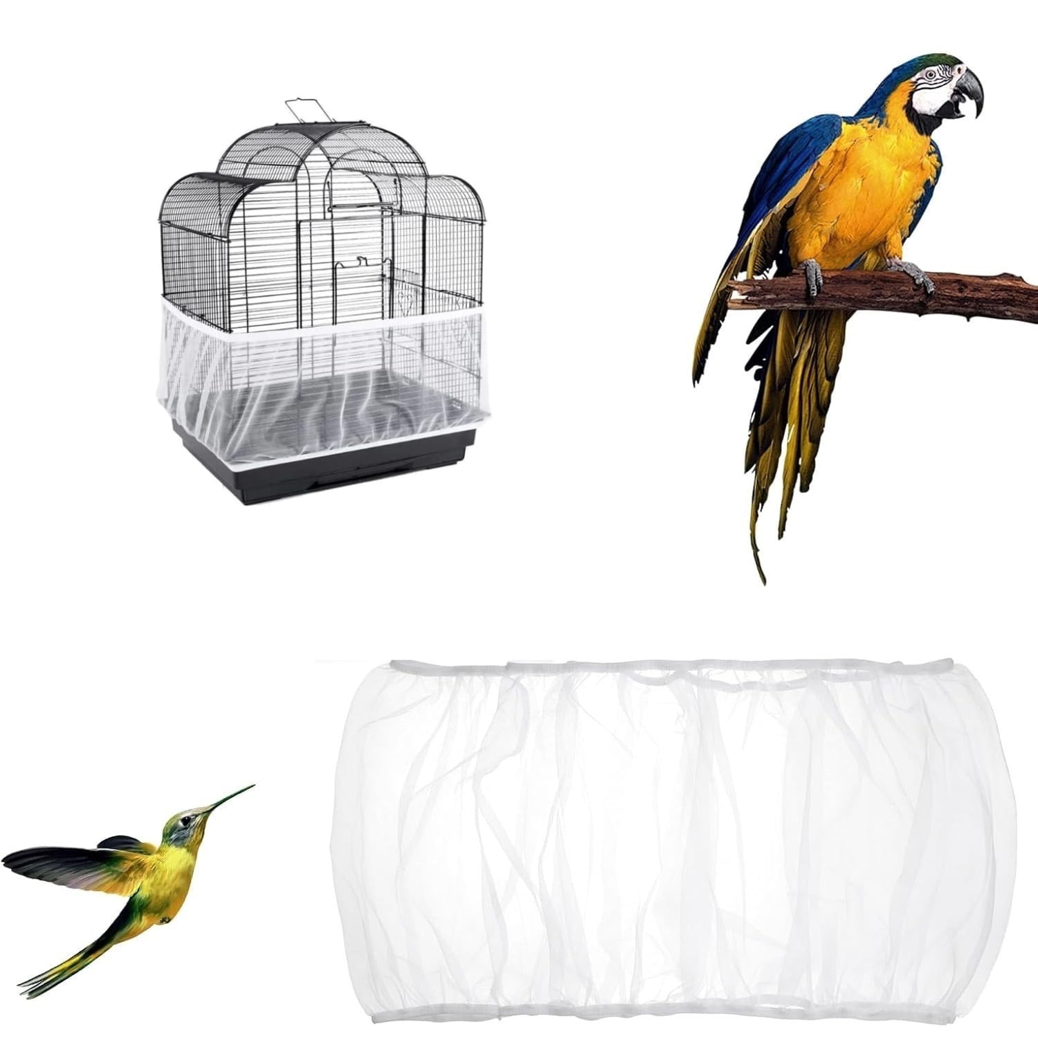 Bird Cage Cover 2pcs Bird Cage Seed Catcher Elastic Net（Suitable ...