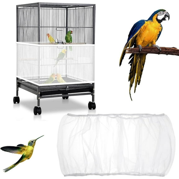 Bird Cage Cover 2pcs Bird Cage Seed Catcher Elastic NetSuitable Perimeter 55 To 82 in