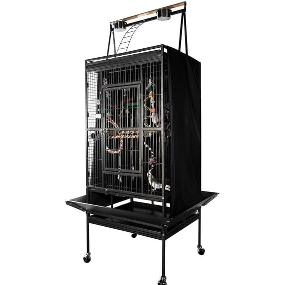 Bird Cage Cover for Large Cage with Top, Black 68"