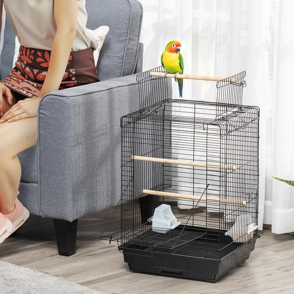 Bird Cage Flight Parrot House with Rooftop Perch and Large - Heavy Duty Steel Construction