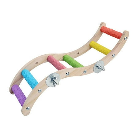 Bird Cage Ladder Bird Ladder Perch Solid Wood Birds Standing Chewing Toys Bird Perches for Cage Parrot Climbing Ladder for Budgies Parrots Style B