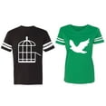 thumbnail image 1 of Bird Cage Matching Couple Cotton Jerseys (Men Black / Women Green) (Men XL / Women L), 1 of 3