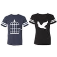 thumbnail image 1 of Bird Cage Matching Couple Cotton Jerseys (Men Navy / Women Black) (Men M / Women XXL), 1 of 3
