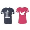thumbnail image 1 of Bird Cage Matching Couple Cotton Jerseys (Men Navy / Women Pink) (Men M / Women L), 1 of 3