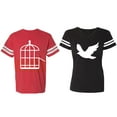 thumbnail image 1 of Bird Cage Matching Couple Cotton Jerseys (Men Red / Women Black) (Men L / Women L), 1 of 3