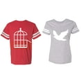thumbnail image 1 of Bird Cage Matching Couple Cotton Jerseys (Men Red / Women Heather) (Men XL / Women S), 1 of 3