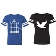 thumbnail image 1 of Bird Cage Matching Couple Cotton Jerseys (Men Royal / Women Black) (Men S / Women S), 1 of 3
