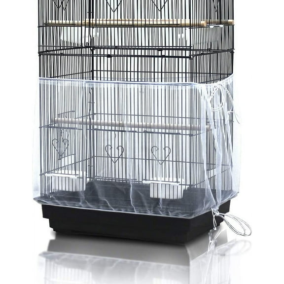 Bird Cage Net Cover Birdcage Seed Feather Catcher Soft Skirt Guard Birdcage Nylon Mesh Netting for Parrot Parakeet Macaw Round Square Cages