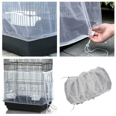 Bird Cage Net Cover Seed Feather Catcher Soft Skirt Guard Nylon Mesh Netting For Parrot Round Square Cages