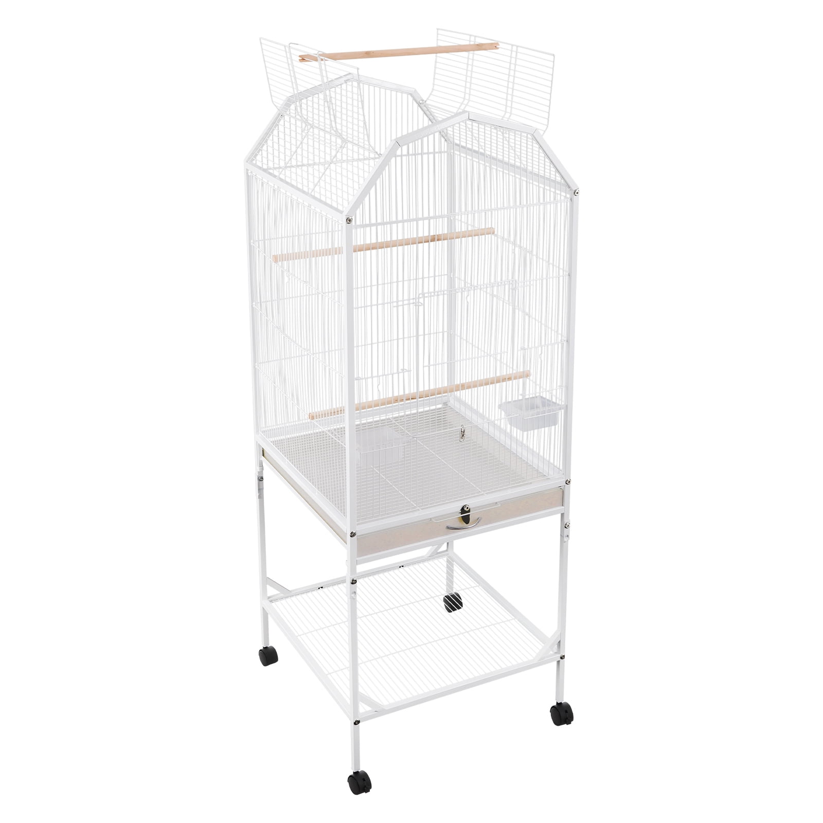 Bird Cage, Open Top and Rolling Stand Medium Small Bird Cage, Bird Cage for Parrots, Budgerigars, Parakeets, Cockatiels, Lovebirds (18.11*18.11*53.54in)
