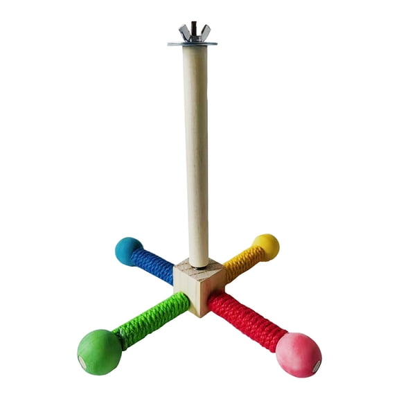 Bird Cage Rotating Perch Toy with Bearing, Interactive Parrot Stand Toy for Parakeets and Small Birds