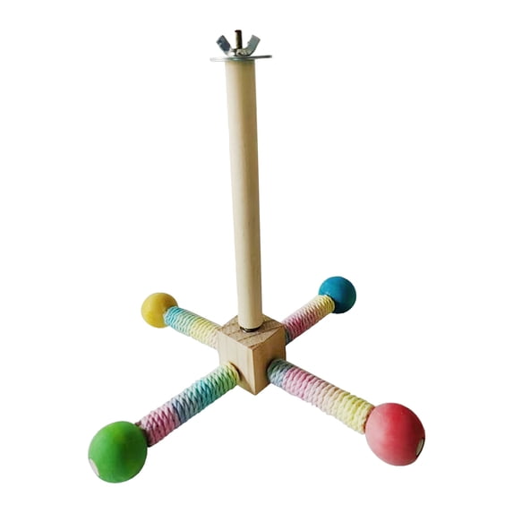 Bird Cage Rotating Perch Toy with Bearing, Interactive Parrot Stand Toy for Parakeets and Small Birds