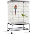 thumbnail image 1 of Bird Cage Seed Catcher, Large Bird Cage Cover, Adjustable Soft Airy Nylon Mesh Net, Birdcage Cover Skirt Seed Guard for Parrot Parakeet Macaw African Round Square Cages (White, Daisy Design), 1 of 7