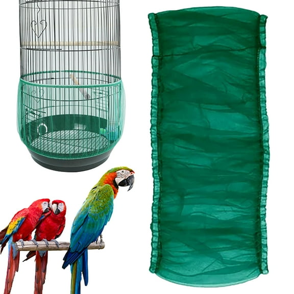 Bird Cage Seed Catcher, Large, Stretchy Form Fitting Mesh Skirt Cover for Parrot Enclosures, Light and Breathable Fabric, Prevent Scatter and Mess, Reusable,Adjustable, Lightweight