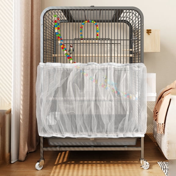 Bird Cage Seed Catcher White Bird Cage Net Cover Adjustable Birds Cages Netting Seed Catcher Stretchy Birds Cages Guard for Parrot Enclosures