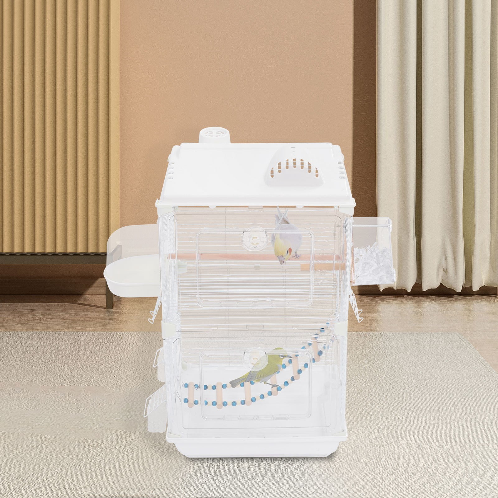 Bird Cage, Two-tier Bird Cage, Parakeets Cage for Budgies, Canaries, Peony Birds, Black Phoenix Birds (15.74*11.02*27.95in)