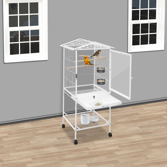 Bird Cage with Wheels, Cage for Parrots, Large Bird Cage, for Homes, Shops, and More on Balconies, for Cockatiels, Budgerigars, Long-tailed Parrots, or Other Birds